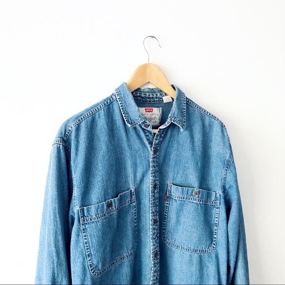 Levi’s Oversized Blue Denim Button Up Shirt - Picture 1 of 7